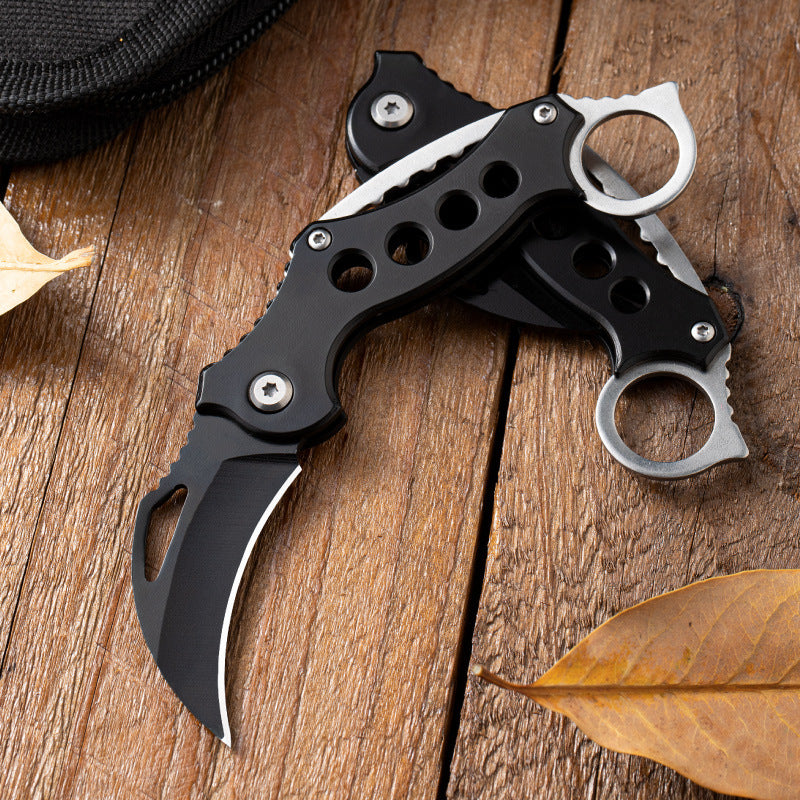 Folding Outdoor EDC Tool Featuring Black Bird Motif