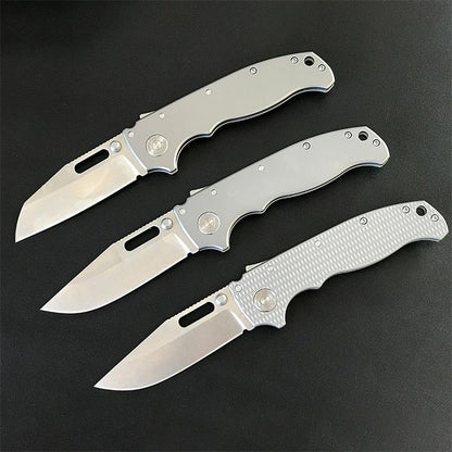 Outdoor Use Folding Pocket Tool Crafted from Silver Titanium Alloy