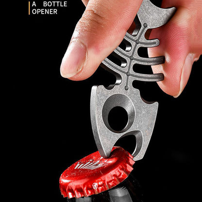 Titanium EDC Tool with Rope Hole and Bottle Opener for Backpack Hanging