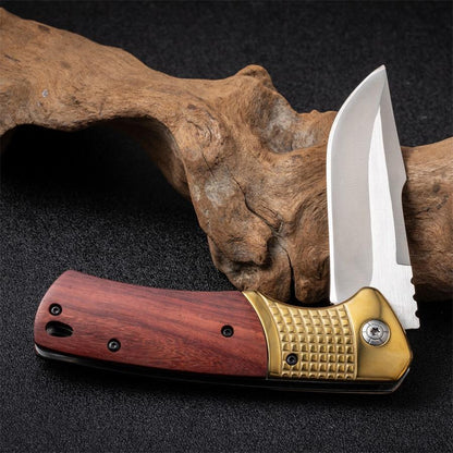 Steel Folding Tool Featuring a Wooden Handle for Outdoor Activities