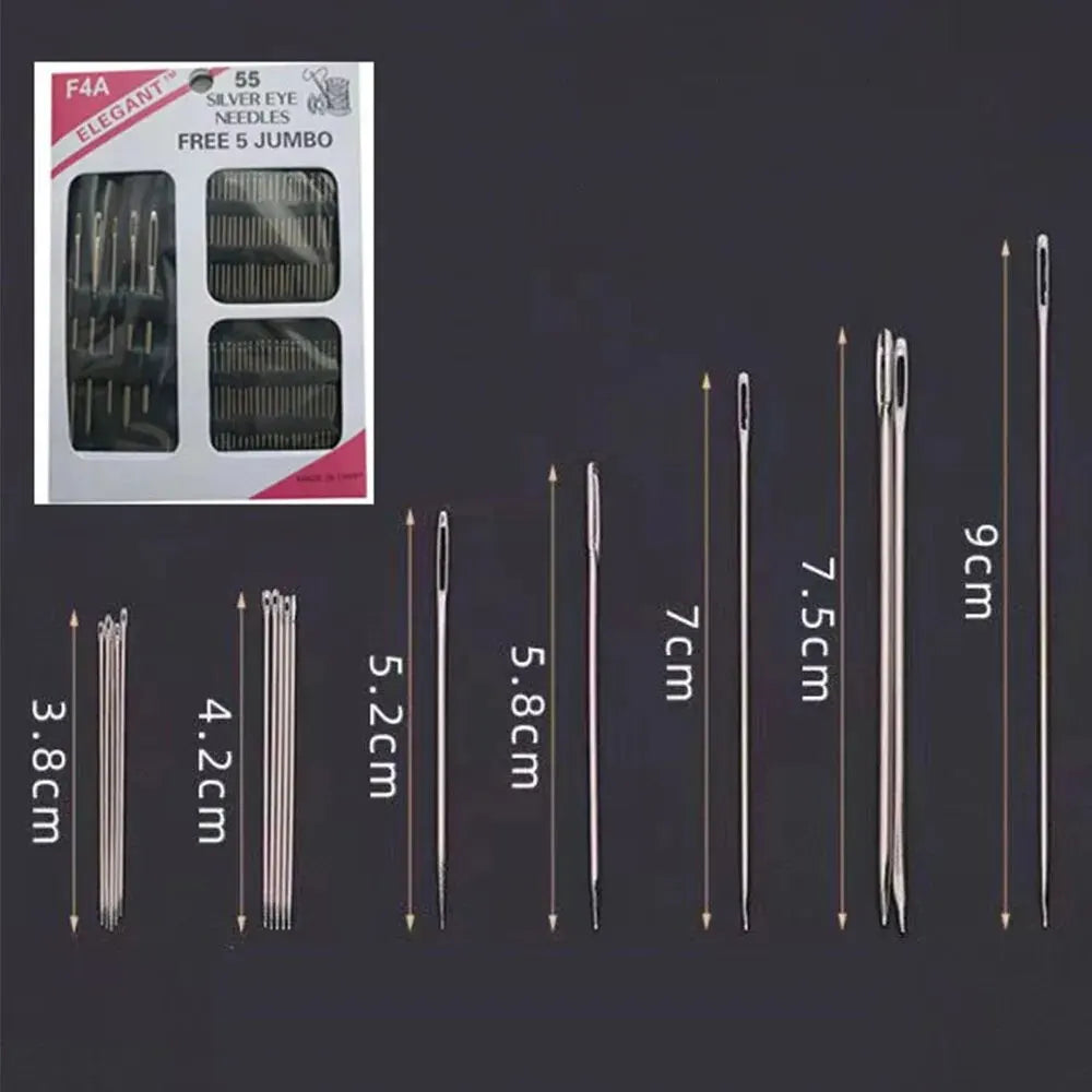 55-Piece Stainless Steel Sewing Needle Set