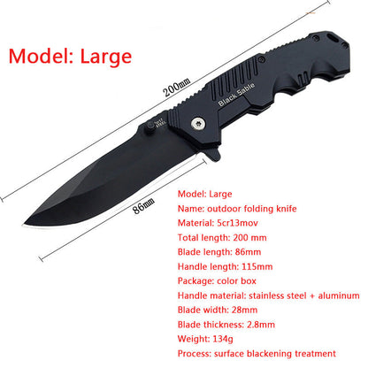 Black Foldable Outdoor Pocket Tool in Small and Large Variants