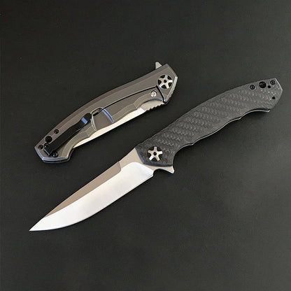 Outdoor Pocket Folding Tool with S35VN Blade, Carbon Fiber and Titanium Handle