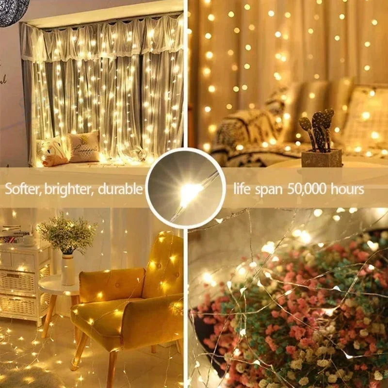 6x3M/3x3m USB with Remote Led Lights Christmas Decor