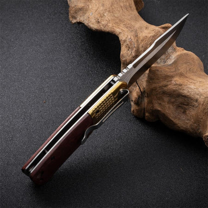 Steel Folding Tool Featuring a Wooden Handle for Outdoor Activities