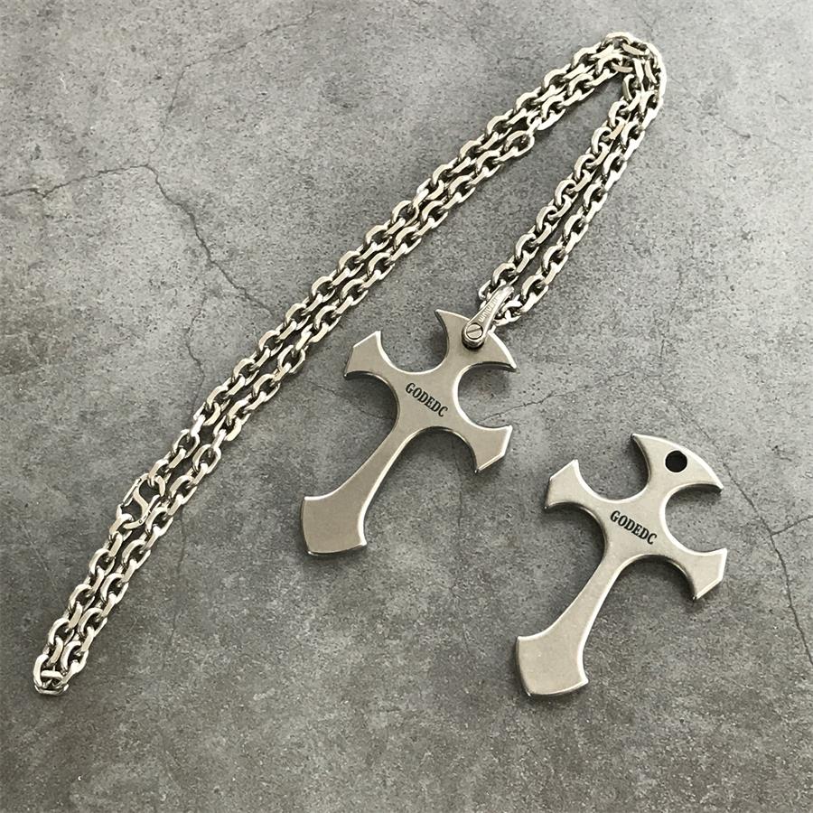 Portable Titanium Cross Pendant for Necklace and Backpack Carry