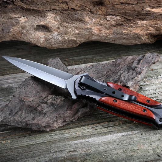 Folding Outdoor Pocket Tool with BM Wood Handle Design