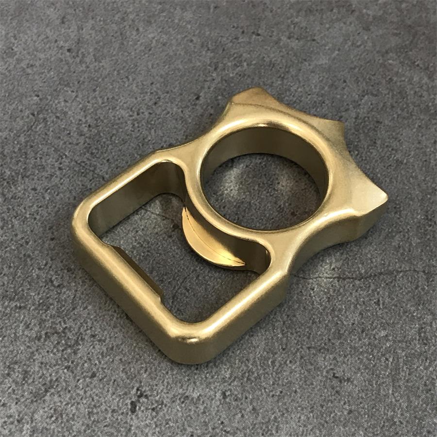 EDC Keychain and Backpack Tool with Stonewashed Brass Bottle Opener
