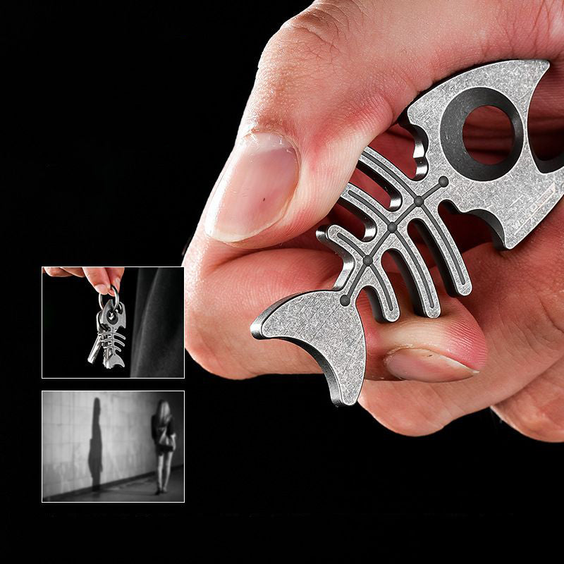 Titanium EDC Tool with Rope Hole and Bottle Opener for Backpack Hanging