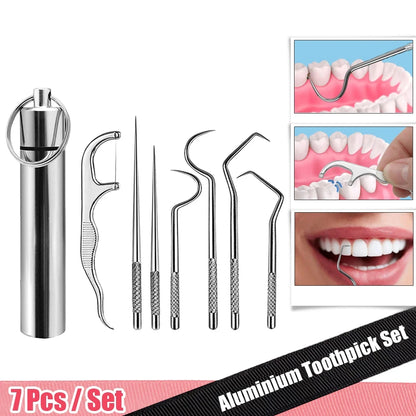 7-Piece Portable Aluminum Toothpicks