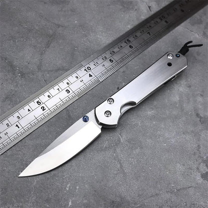 Silver Foldable EDC Outdoor Tool Featuring Polished Surface