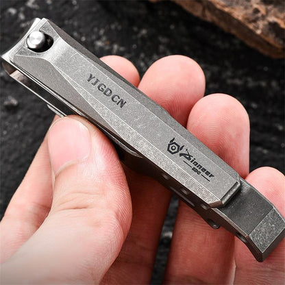 Flat Dual-Function Titanium Tool for Nail Clipping and Bottle Opening