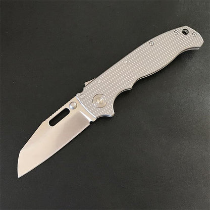 Outdoor Use Folding Pocket Tool Crafted from Silver Titanium Alloy