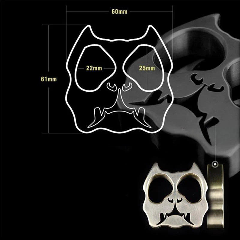 Chunky Brass Double-Hole Dog Design Outdoor Tool