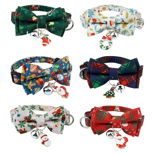 Christmas Cat Bow Tie Bell Collar