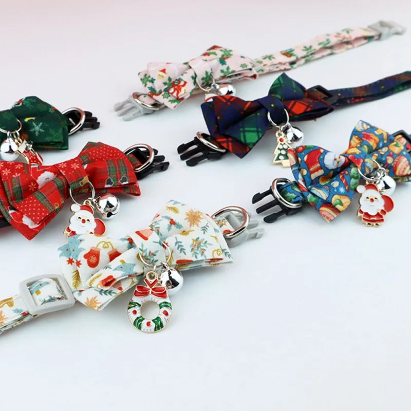 Christmas Cat Bow Tie Bell Collar