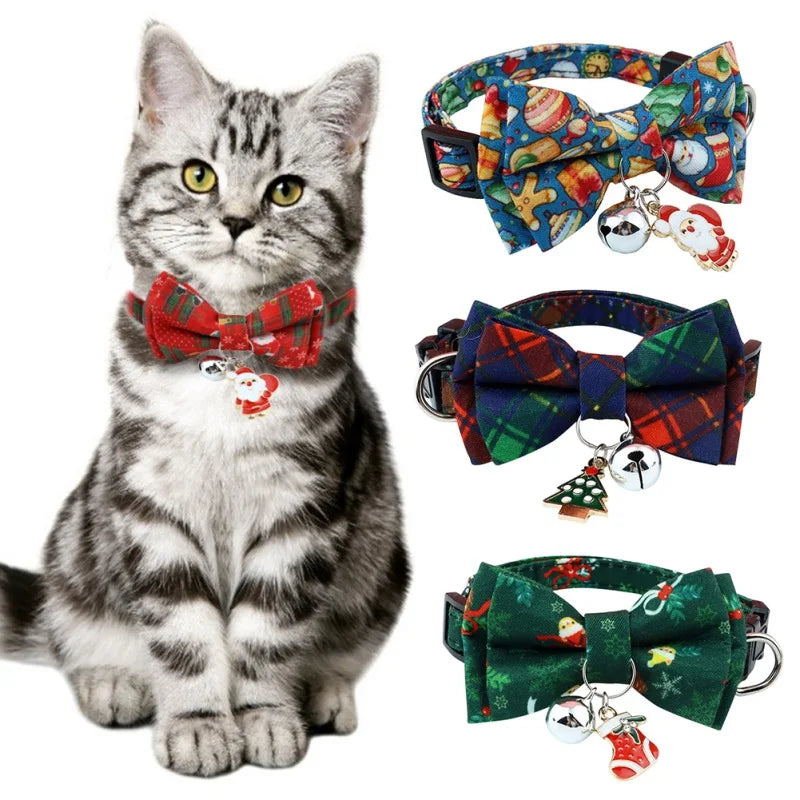 Christmas Cat Bow Tie Bell Collar