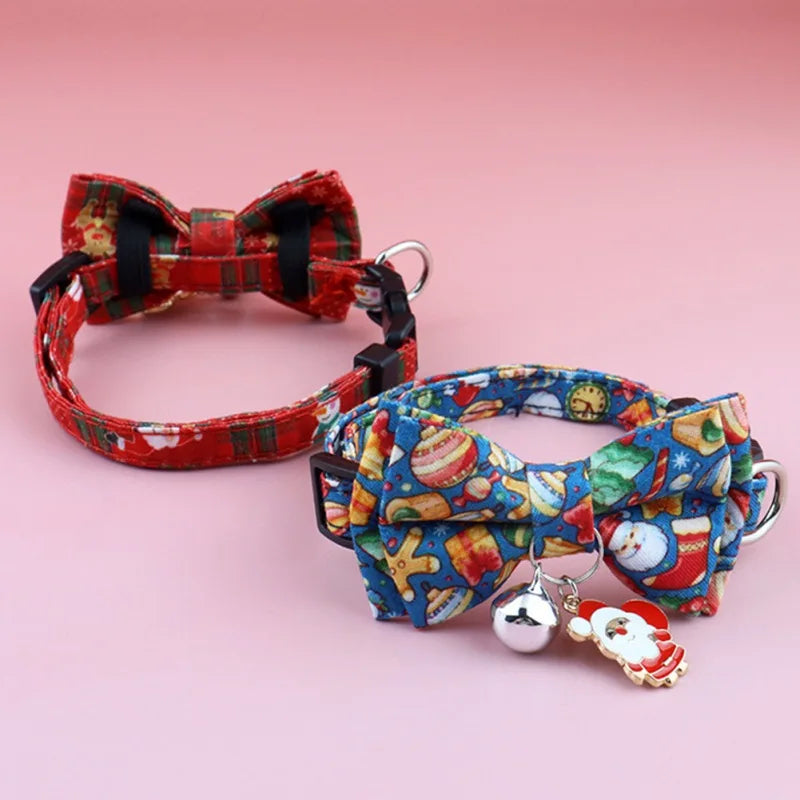 Christmas Cat Bow Tie Bell Collar