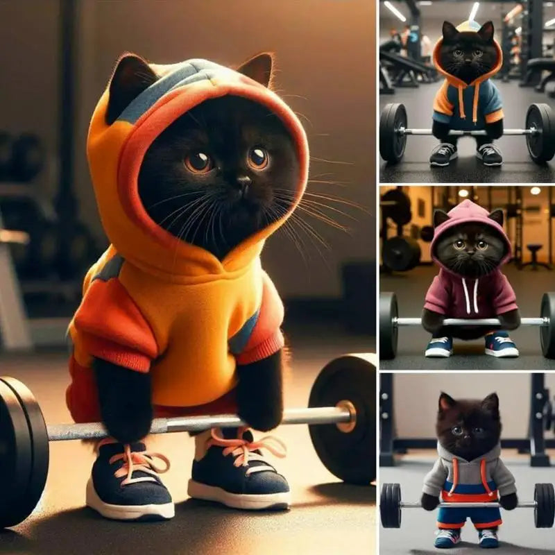 Creative Fitness Dumbbell Cat Sculpture