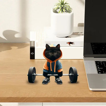 Creative Fitness Dumbbell Cat Sculpture