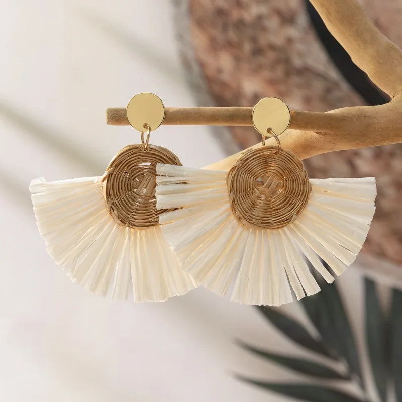 Stylish Bohemian Hand-Woven Vine Grass Earrings