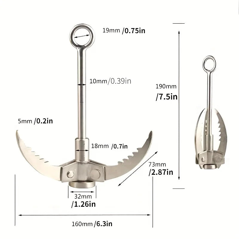 Grappling Hook Folding Claw Stainless Steel Hook for Outdoor Survival Paws