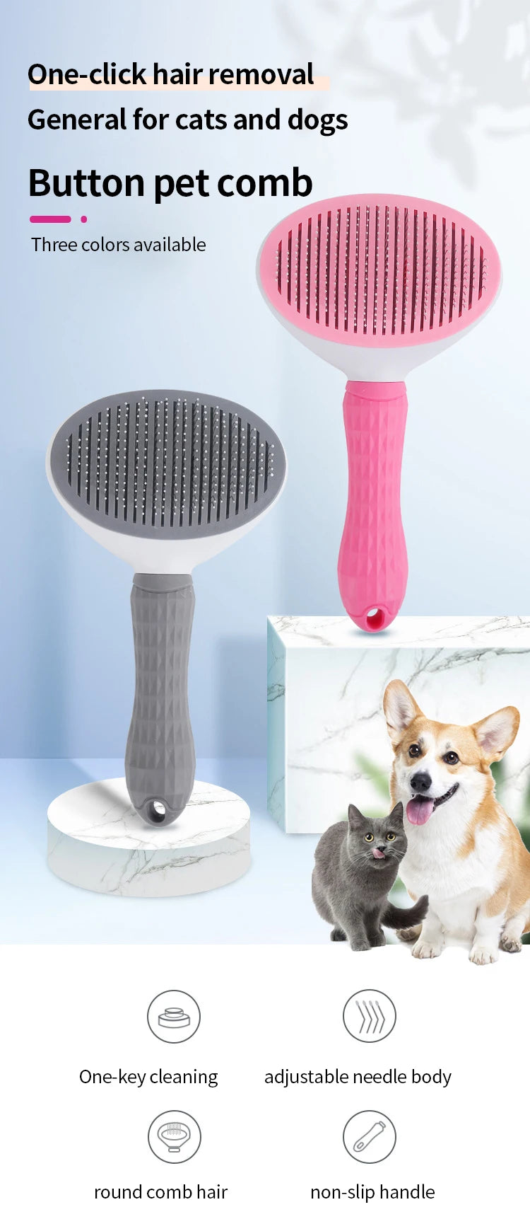 Non-Slip Pet De-Shedding Comb