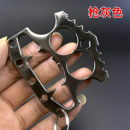 Multifunctional Defense Bottle Opener-Brass Knuckle Duster Two Finger Buckle Defence Window Breaker Fighting Gear