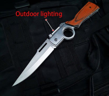Light-Colored Wood Textured Folding Tool for Pocket Use