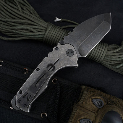 G10 Handle Folding Camping Tool with Stonewashed 9cr18mov Steel