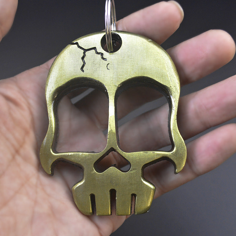 Multifunctional Skull Knuckle Duster Two Finger Bottle Opener External Defense Window Breaker EDC Tool Boxing Combat Protector