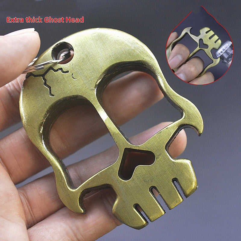 Multifunctional Skull Knuckle Duster Two Finger Bottle Opener External Defense Window Breaker EDC Tool Boxing Combat Protector