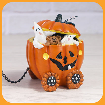 Halloween Pumpkin Train Resin Decor