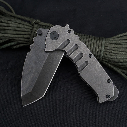 G10 Handle Folding Camping Tool with Stonewashed 9cr18mov Steel