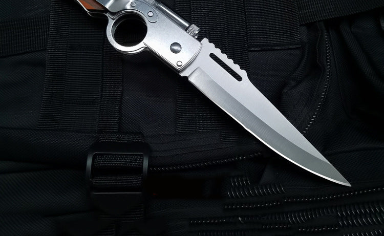 Light-Colored Wood Textured Folding Tool for Pocket Use