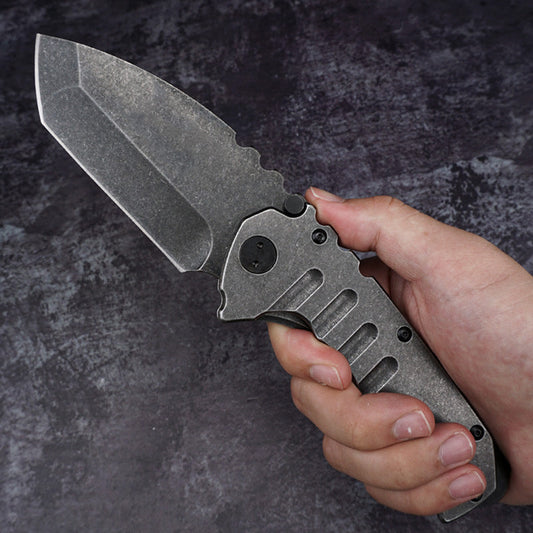 G10 Handle Folding Camping Tool with Stonewashed 9cr18mov Steel