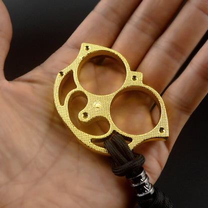 Mini Portable Defense Brass Knuckle Duster Two Finger Buckle Defence Window Breaker Fighting Gear