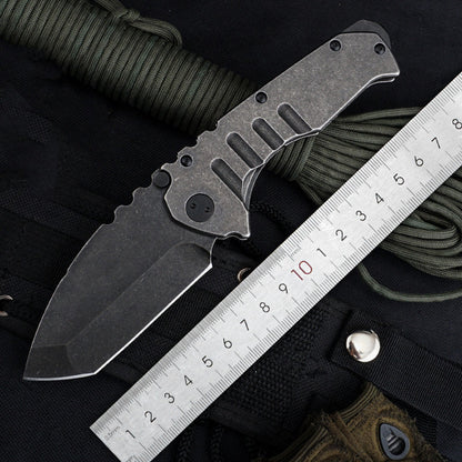 G10 Handle Folding Camping Tool with Stonewashed 9cr18mov Steel