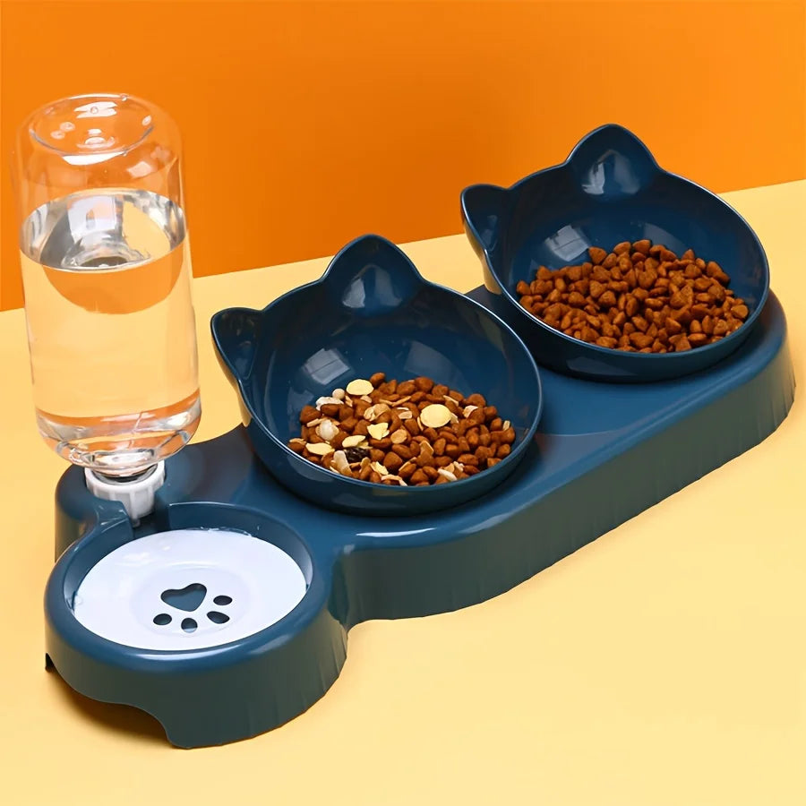 3-in-1 Tilted Cat Bowl Set