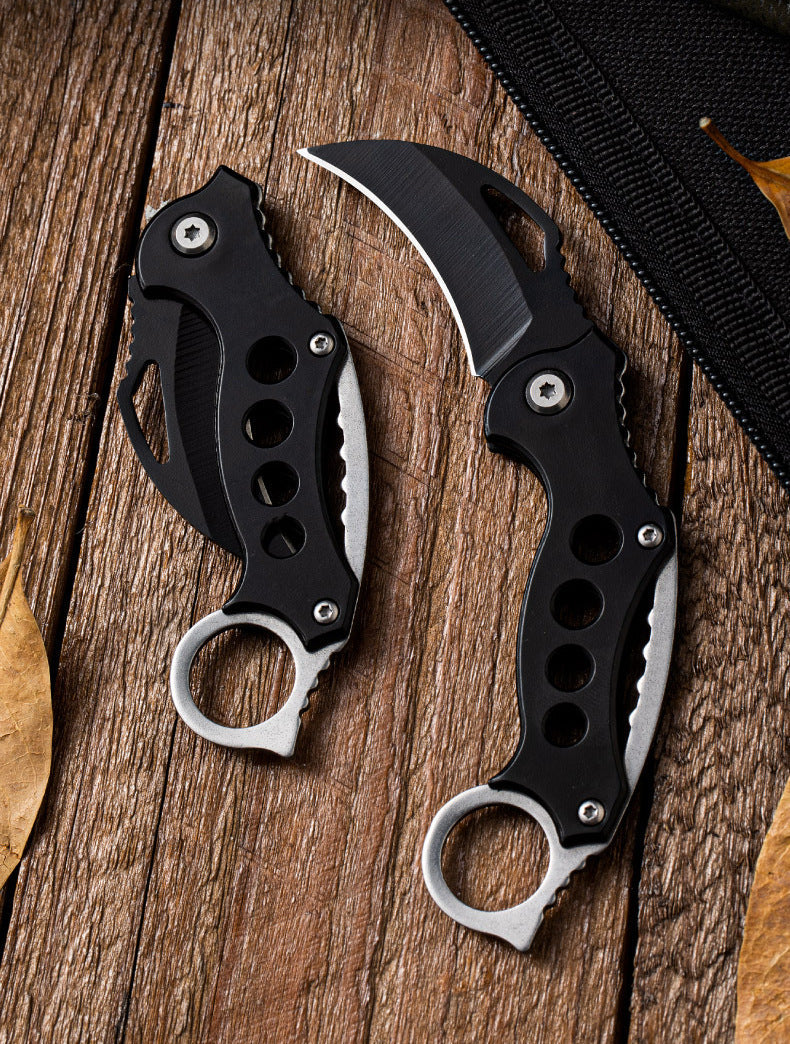 Folding Outdoor EDC Tool Featuring Black Bird Motif