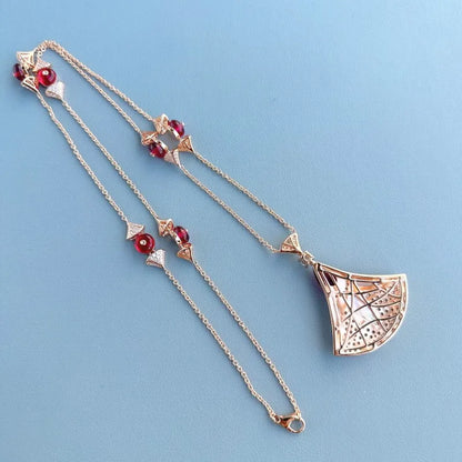 Zircon Pearl Fan Pendant Set