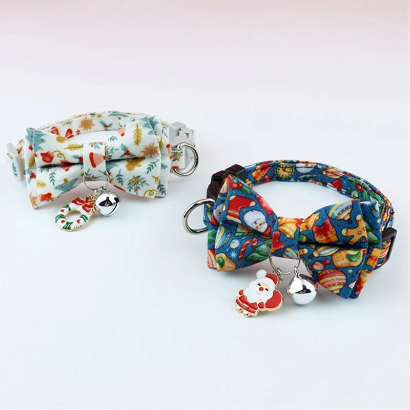 Christmas Cat Bow Tie Bell Collar