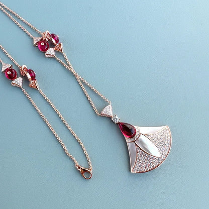 Zircon Pearl Fan Pendant Set