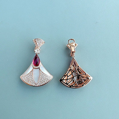 Zircon Pearl Fan Pendant Set