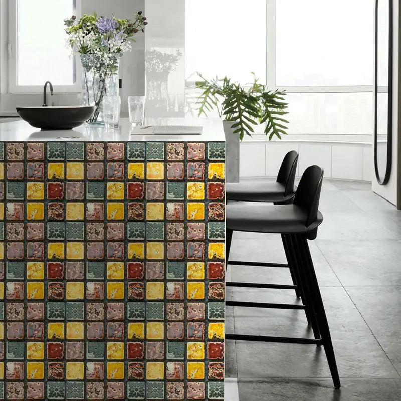 10pcs Self-Adhesive Waterproof 3D Mosaic Wall Tiles