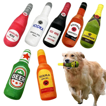 Beer Bottle Squeaky Dog Toy