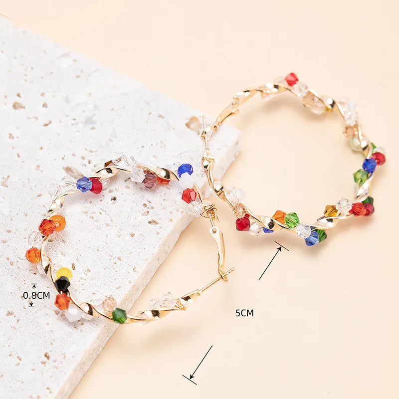 Colorful Crystal Hoop Earrings