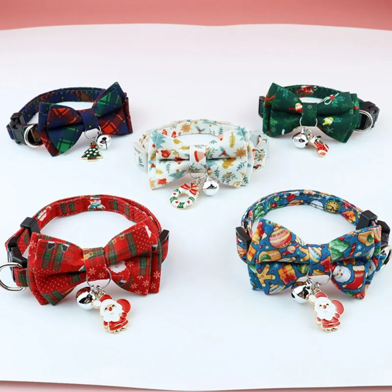 Christmas Cat Bow Tie Bell Collar