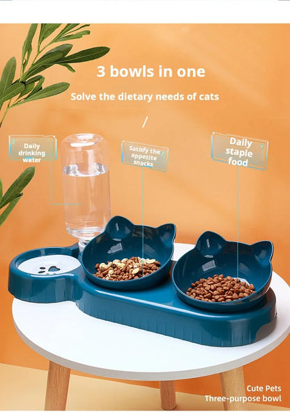 3-in-1 Tilted Cat Bowl Set