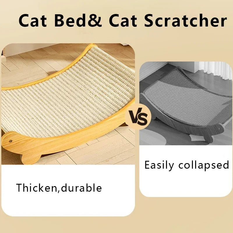 Multi-Function Wooden Cat Scratcher